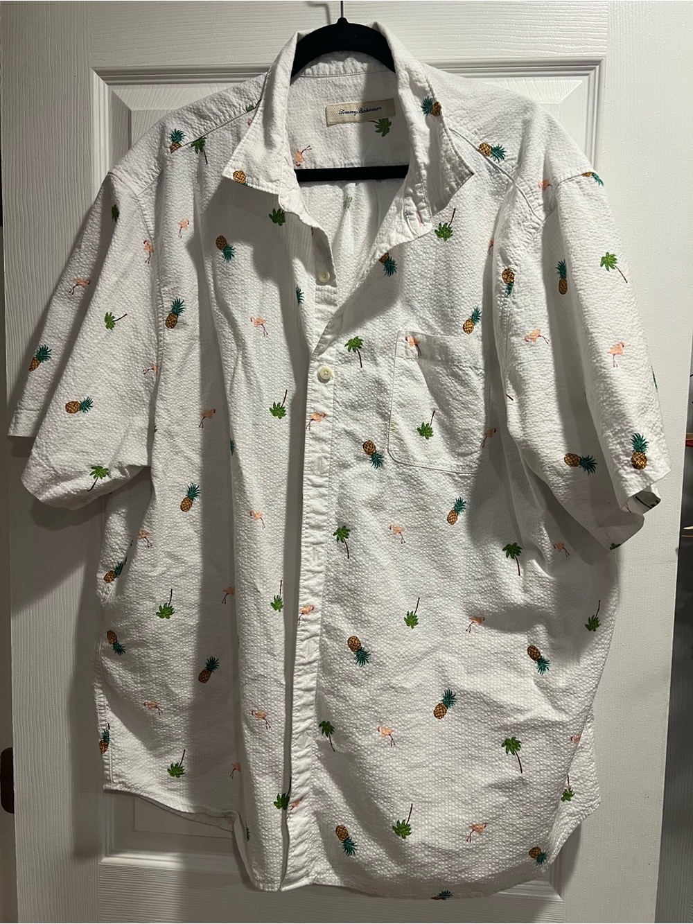 Tommy Bahama White Short-Sleeve Tropical Pineapple & Palm Shirt
